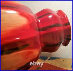10 SIDED! Vtg mcm keramic table art pottery vase pomegranate germany red ceramic