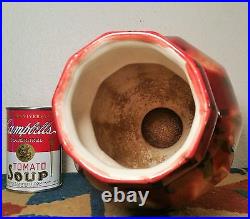 10 SIDED! Vtg mcm keramic table art pottery vase pomegranate germany red ceramic