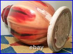 10 SIDED! Vtg mcm keramic table art pottery vase pomegranate germany red ceramic