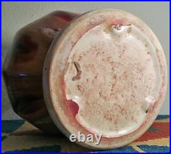 10 SIDED! Vtg mcm keramic table art pottery vase pomegranate germany red ceramic