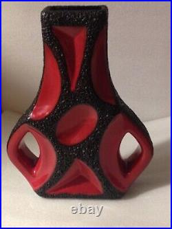 11 1/2 Guitar Vase 70s Modern West German Roth Fat Lava Vase