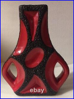 11 1/2 Guitar Vase 70s Modern West German Roth Fat Lava Vase