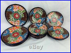 12 Piece Matching Dinnerware 4 Plate Setting Mexican Talavera Ceramic Folk Art