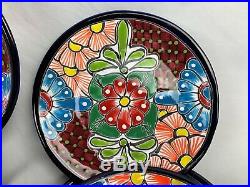 12 Piece Matching Dinnerware 4 Plate Setting Mexican Talavera Ceramic Folk Art