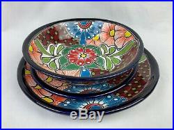 12 Piece Matching Dinnerware 4 Plate Setting Mexican Talavera Ceramic Folk Art