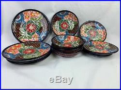 12 Piece Matching Dinnerware 4 Plate Setting Mexican Talavera Ceramic Folk Art