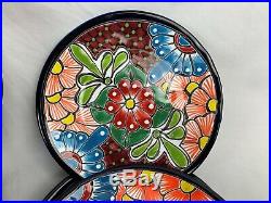 12 Piece Matching Dinnerware 4 Plate Setting Mexican Talavera Ceramic Folk Art