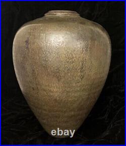 12 Raku Style Metallic Copper Gold Glazed Ceramic Vase Studio Art Pottery 1997