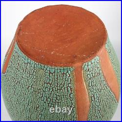 14 Ceramic Stoneware Crawl Glaze Pottery Vase Artist Signed