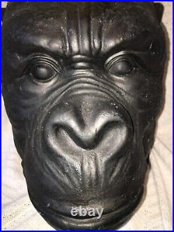 15X15X10 Art Pottery Molded Ceramic Resin Black Gorilla Crown Head Bowl or Pot