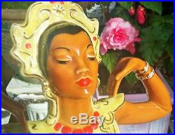 15 LRG vtg tiki bar bali statue ceramic pin up hula girl figurine art pottery