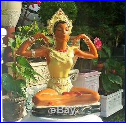 15 LRG vtg tiki bar bali statue ceramic pin up hula girl figurine art pottery