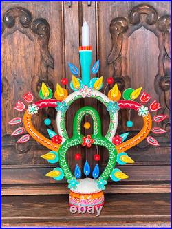 17 Mexican Folk Art Ceramic Tree of Life Candelabra Arte Popular Pottery