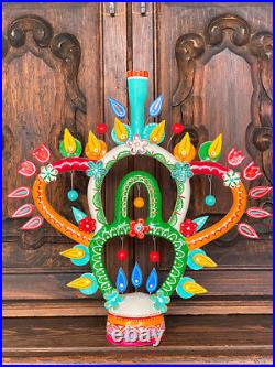 17 Mexican Folk Art Ceramic Tree of Life Candelabra Arte Popular Pottery