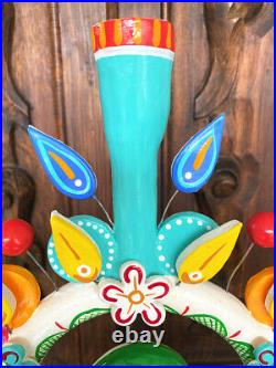 17 Mexican Folk Art Ceramic Tree of Life Candelabra Arte Popular Pottery