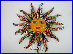 17 TALAVERA SUN Dolores Hidalgo colorful ceramic mexican pottery folk art XL