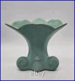 1920s Zanesville Matte Aqua Blue Arts & Crafts Era Art Pottery Ceramic Vase 7