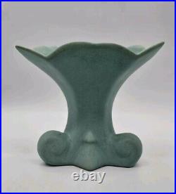 1920s Zanesville Matte Aqua Blue Arts & Crafts Era Art Pottery Ceramic Vase 7