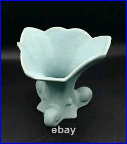 1920s Zanesville Matte Aqua Blue Arts & Crafts Era Art Pottery Ceramic Vase 7