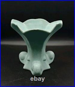 1920s Zanesville Matte Aqua Blue Arts & Crafts Era Art Pottery Ceramic Vase 7