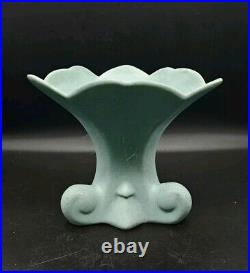 1920s Zanesville Matte Aqua Blue Arts & Crafts Era Art Pottery Ceramic Vase 7