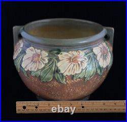 1928 Roseville Pottery Dahlrose Jardiniere Planter #614-7 Arts &Crafts EX COND