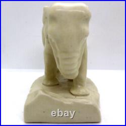 1928 Vintage Pair Rookwood Pottery White Elephant Figural Bookends Statues 2444D
