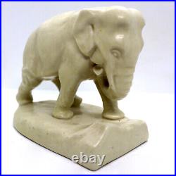 1928 Vintage Pair Rookwood Pottery White Elephant Figural Bookends Statues 2444D