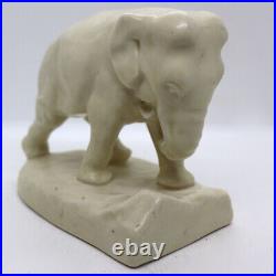 1928 Vintage Pair Rookwood Pottery White Elephant Figural Bookends Statues 2444D