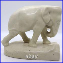 1928 Vintage Pair Rookwood Pottery White Elephant Figural Bookends Statues 2444D