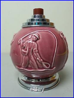 1930's ROOKWOOD Pottery Cigarette Dispenser Caddy, Art Deco Sports Theme