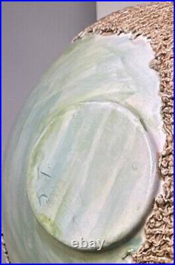 1950's Mixed Media VASE Artisan Crafted Handpainted Coastal Lighthouse Signed JT