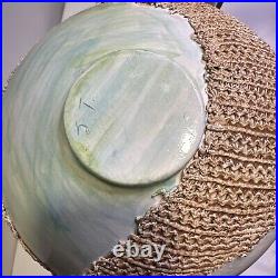 1950's Mixed Media VASE Artisan Crafted Handpainted Coastal Lighthouse Signed JT