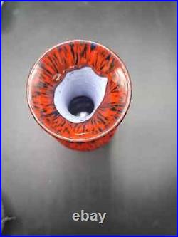 1960's Signed Kirsten Scandinavian Denmark Red Ceramic Pottery Vase, 6 x 3