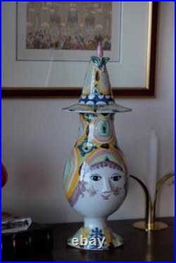 1966 Bjorn Wiinblad Vintage Ceramic Figurine Pitcher Vase Handmade Denmark