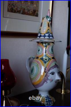 1966 Bjorn Wiinblad Vintage Ceramic Figurine Pitcher Vase Handmade Denmark