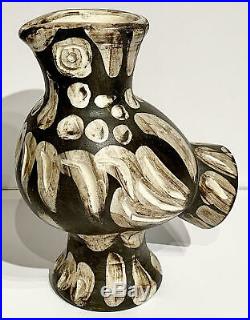 1969 Rare Original Pablo Picasso Ceramic Wood Owl Vase Madoura Pottery