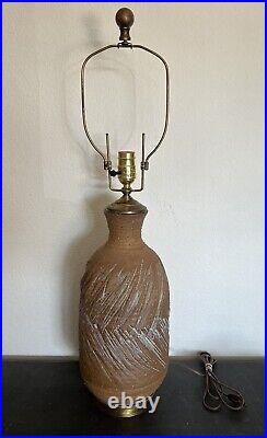 1970s Marcello Fantoni Table Lamp Italian Art Pottery, 30 Tall