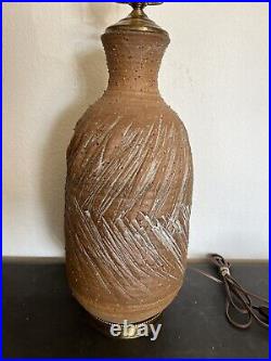 1970s Marcello Fantoni Table Lamp Italian Art Pottery, 30 Tall