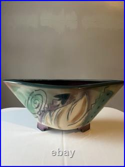 1980s Retro Abstract Glazed Ceramic Signatured Plant Bowl Beautiful