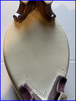 1980s Retro Abstract Glazed Ceramic Signatured Plant Bowl Beautiful