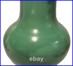 1987 Walter Yovaish New York Large Jade Green Studio Art Pottery Ceramic Vase