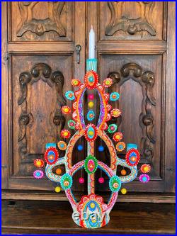 21 Mexican Tree of Life Folk Art Pottery Candle Handmade Painted Ceramic BOHO