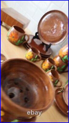 21 Piece Mexican Red Clay Terracotta Dinning Set