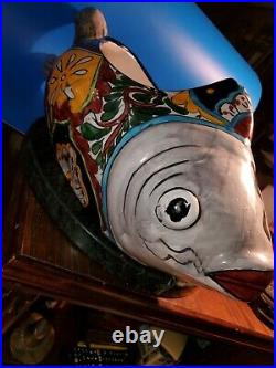 22 Talavera Angelfish Koi Fish Ceramic Planter Mexican Pottery Pot Folk Art