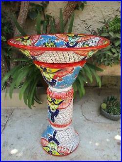 23 BIRD BATH birdbath colorful mexican talavera ceramic handpainted folk art