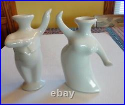 2 Abstract Modern Michael Lambert Art Ceramic Pottery Male Female Vase Figurine