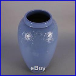 2 Arts & Crafts McCoy School Pottery Periwinkle Swags & Bows Floor Vases