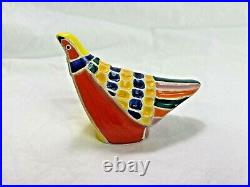 2 Fernando Llort Original Signed Colorful Bird Sculptures Ceramic Art Pottery