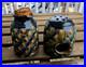 2 Jim Fineman ceramic pieces. Peacock Pitcher (5) and tea light cand holder(4)